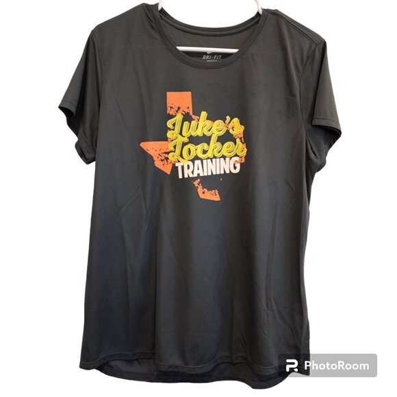 Nike Dri-Fit black T-shirt Texas Luke's Locker Logo Activewear Gym Workout - Picture 1 of 5